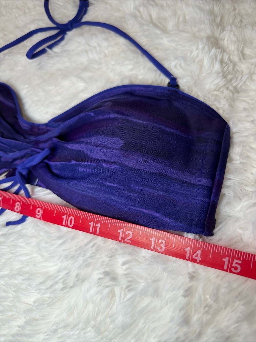 Exhilaration Purple Bandeau Bikini Set Tie Side Swimsuit Watercolor Print - Picture 8 of 16